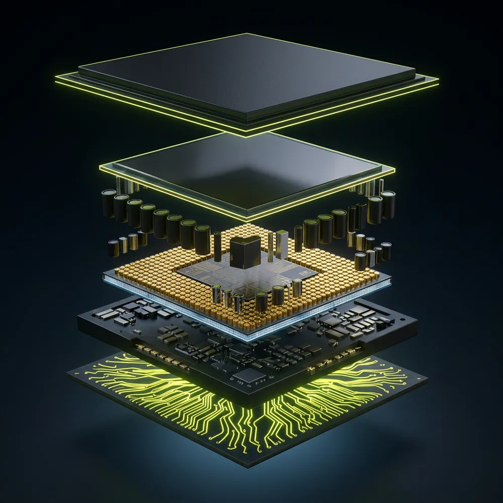 Exploded ASIC chip stack